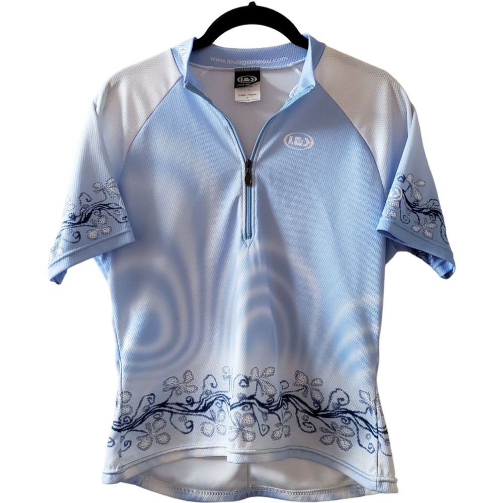 Louis Garneau Women's Cycling Jersey Top Shirt, Short Sleeve, Light Blue, Sz M
